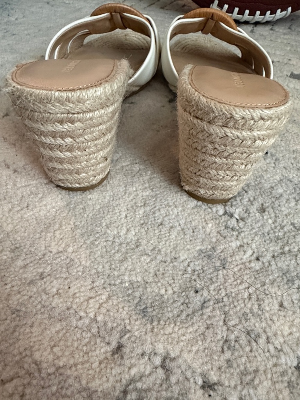 Veronica Beard Cream Leather Slip-On Mules with Tan Ring Detail - Picture 8 of 14